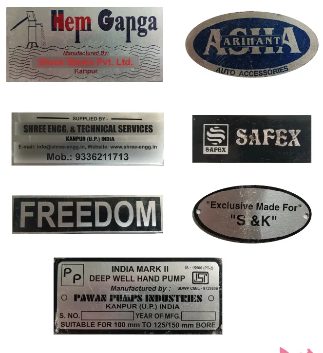 Aluminium name plates and tags